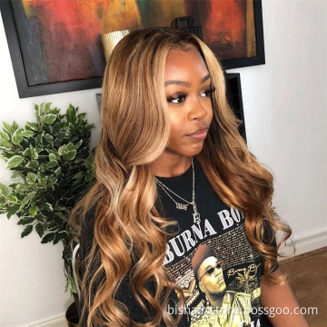 Black Lady 4/27 Wavy Human Hair Wig Brazil 100% Real Hair Lace Front Real Real Wig Closed Pre-Pulled 13x4T Remy Wholesaler